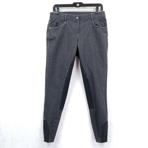 Ovation Riding Pants Women 30 R Gray Softflex‎ Suede Full Seat Breech Equestrian